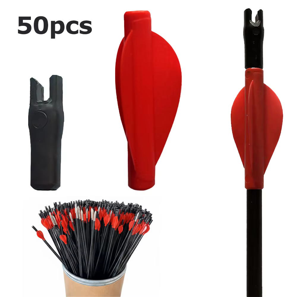 Plumas de plástico para flechas, accesorios tiro con arco