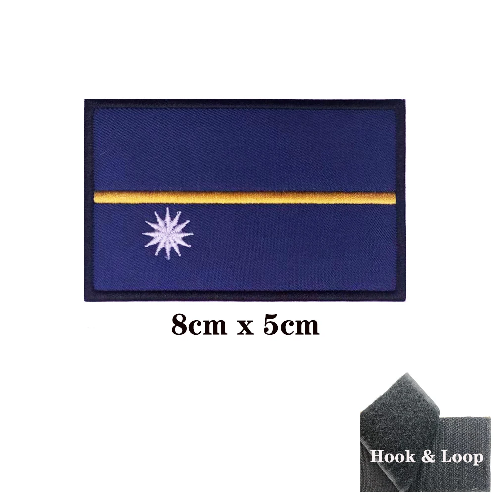 Parche bordado bandera de Nauru militar con velcro para brazalete - imagen 3