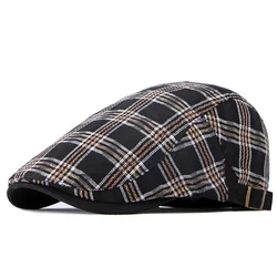 Gorra plana transpirable a cuadros con visera para verano