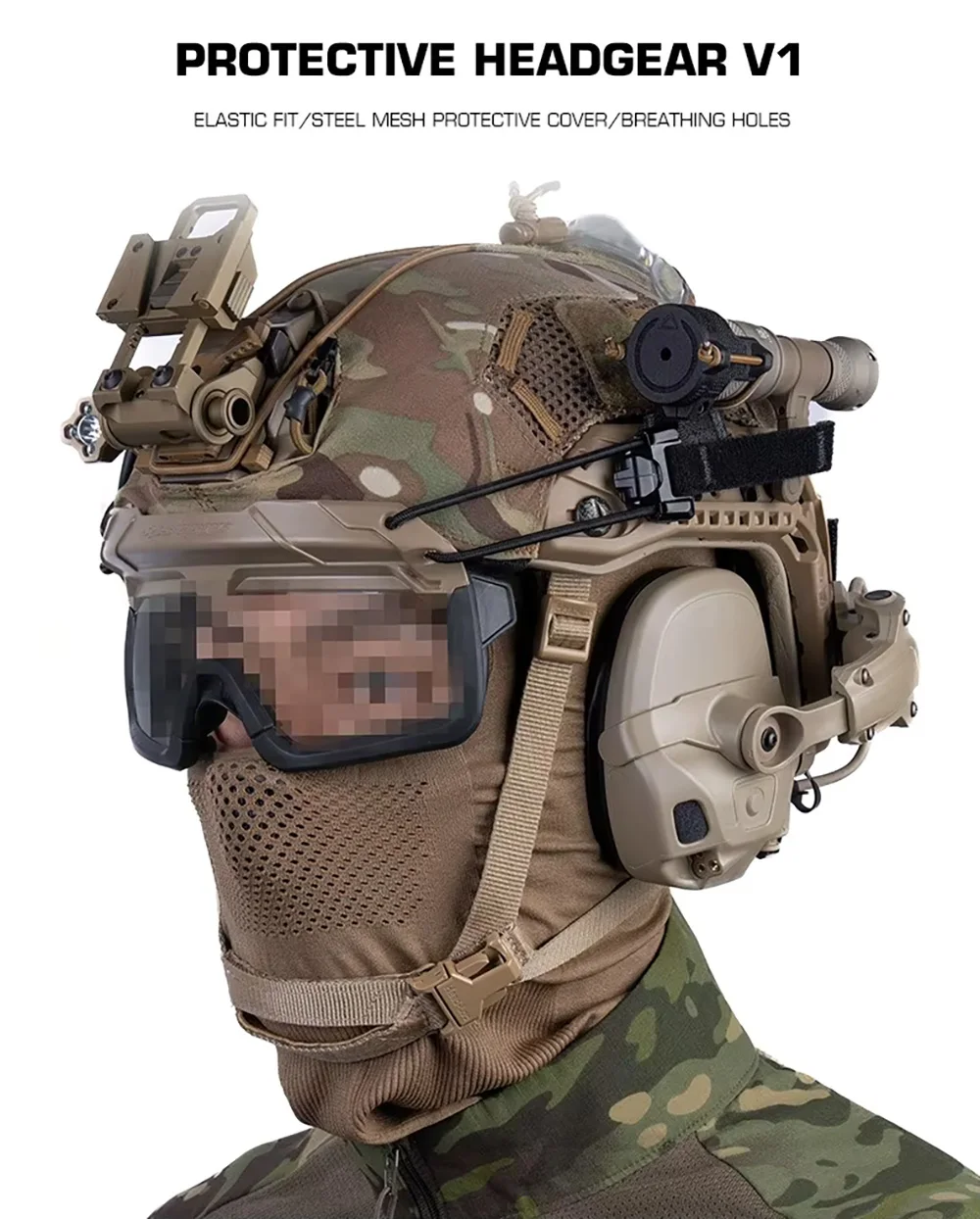 Máscara Facial Completa V1 con Malla Transpirable para Airsoft - imagen 3