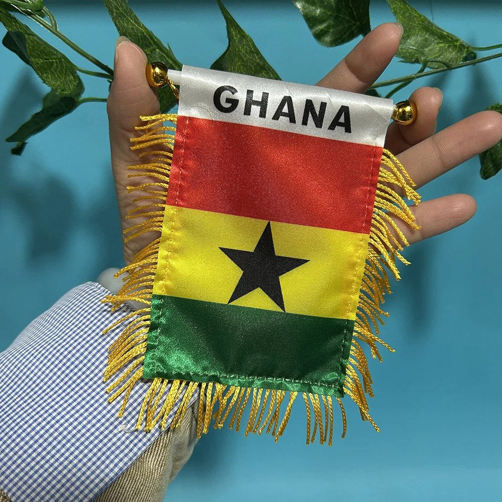 Bandera para coche Ghana impresa por ambos lados, poliéster - imagen 4