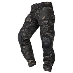 Pantalones tácticos camuflaje con rodilleras y bolsillos transpirables