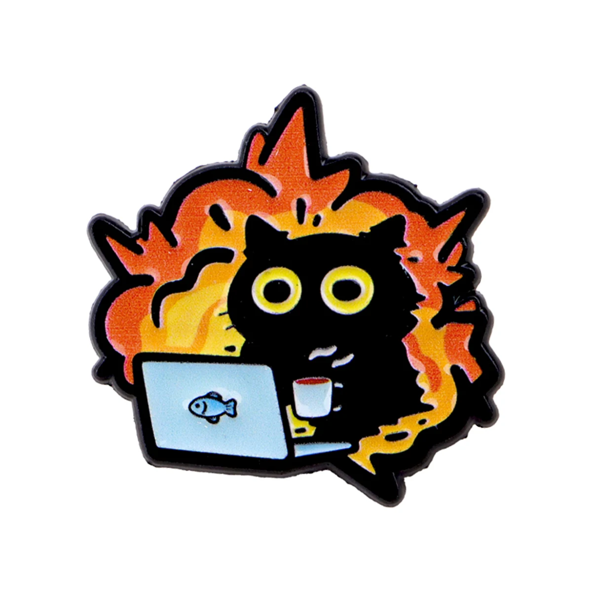 Pin de esmalte de gato enfurecido estilo animación