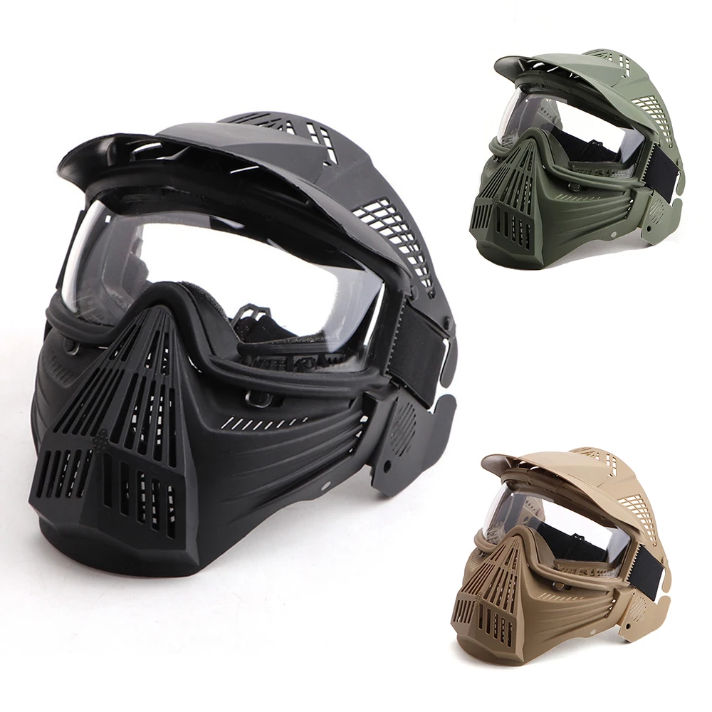 Máscara táctica airsoft protección facial con lentes de PC y auditiva