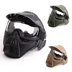 Máscara táctica airsoft protección facial con lentes de PC y auditiva