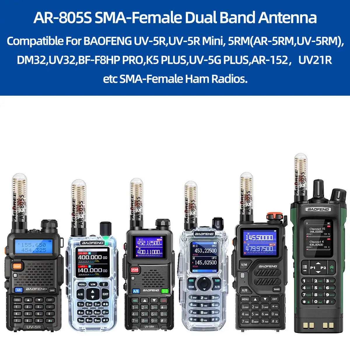 Antena alta ganancia ABBREE AR-805S doble banda VHF UHF SMA - imagen 2
