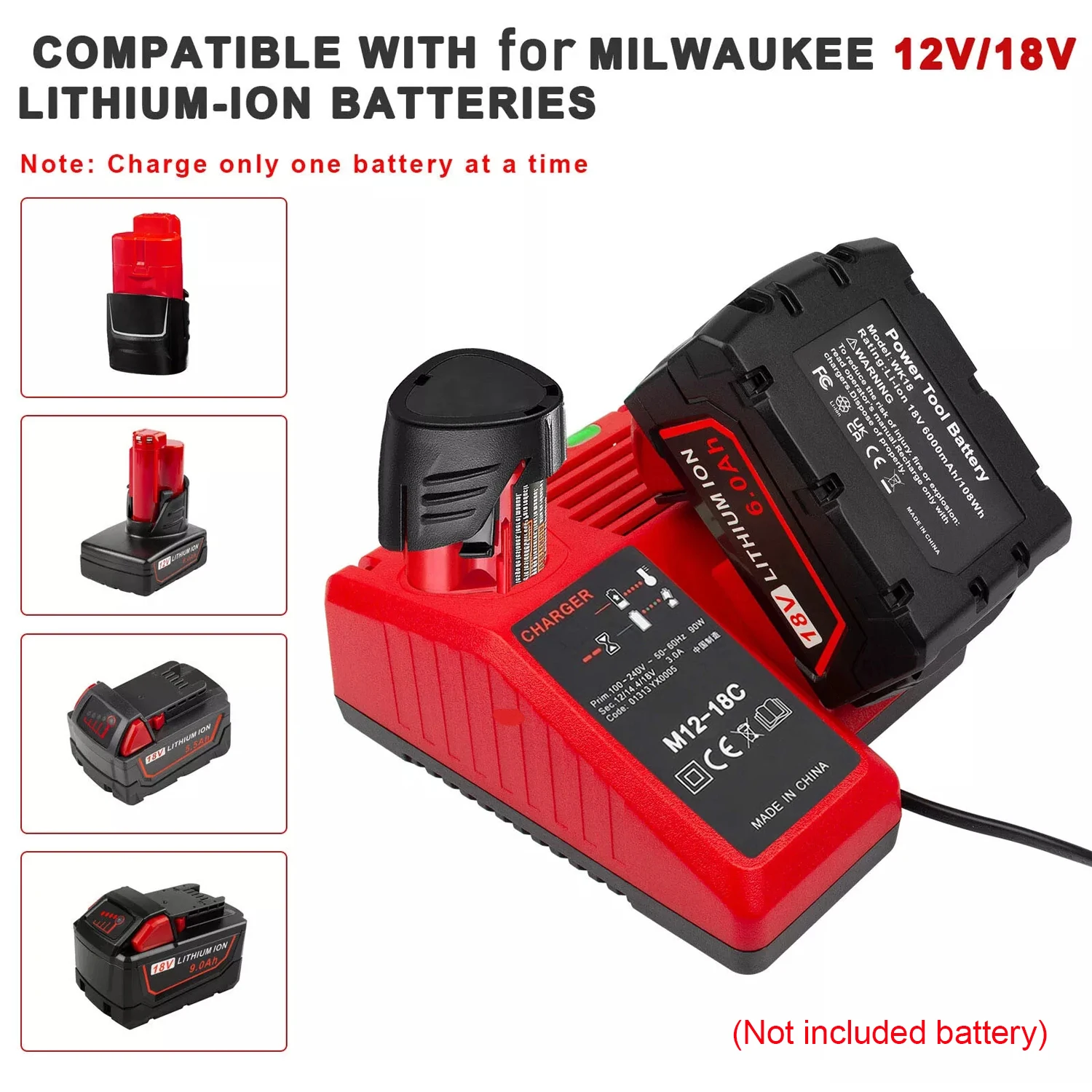 Cargador repuesto Milwaukee M12-18C 3A para baterías litio 12V-18V - imagen 5