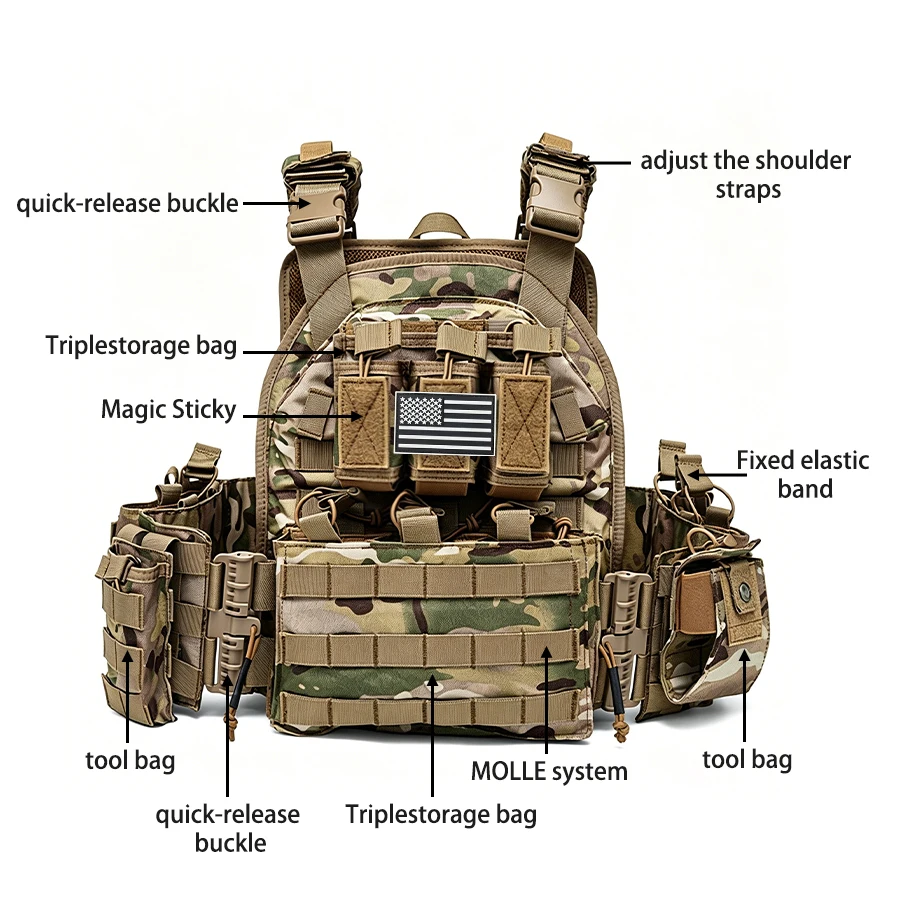 Sistema MOLLE expandible del chaleco de caza