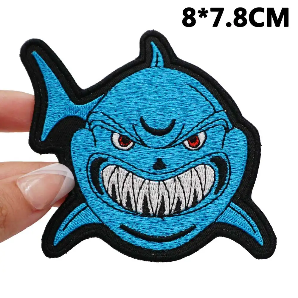 Angry Shark parches moto punk bordados con respaldo de gancho - imagen 2