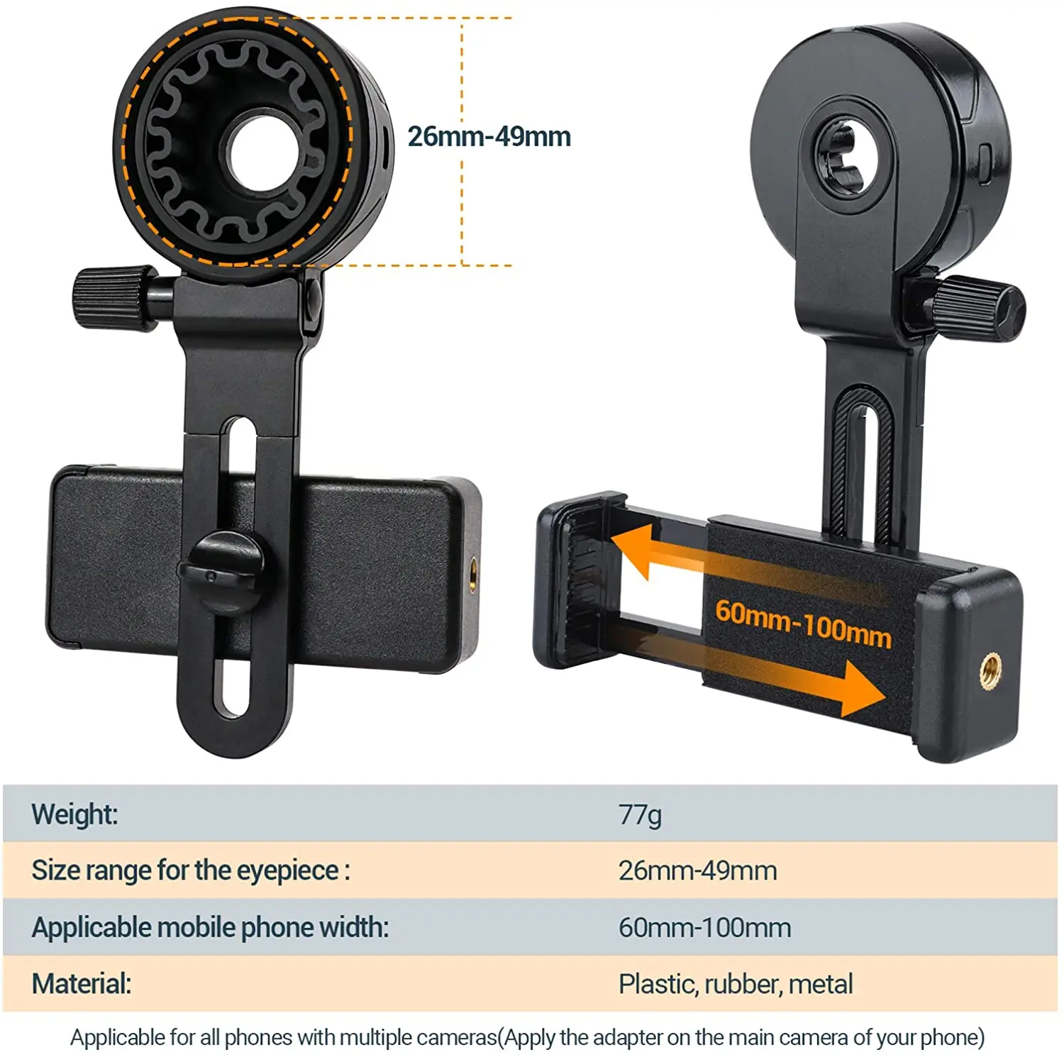 Adaptador móvil universal con clip para telescopio y binoculares - imagen 4