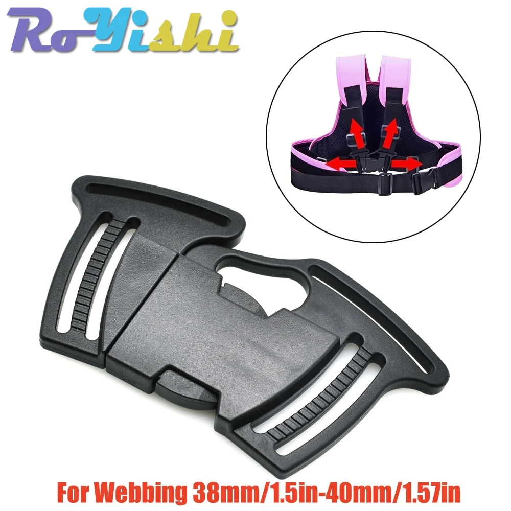 Hebilla liberación rápida 4 vías mochila – Plástico negro 40mm - imagen 2