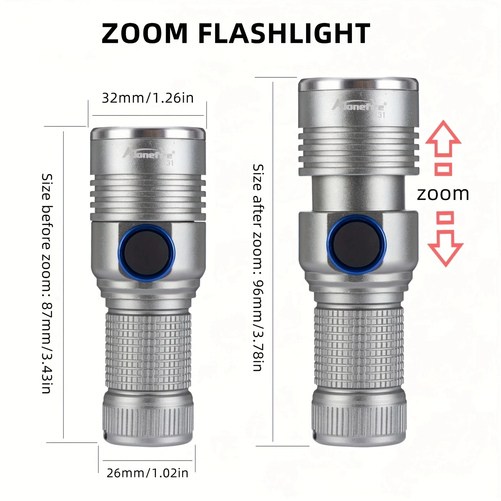 Zoom Mini linterna táctica USB recargable para uso al aire libre - imagen 2