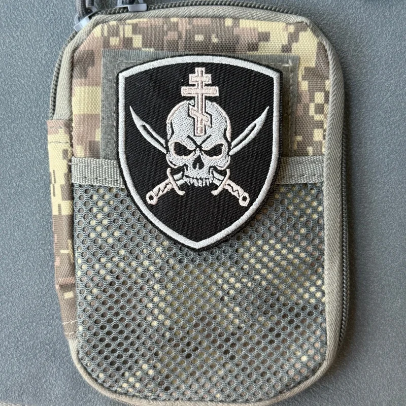 Parche táctico bordado calavera con cruz ortodoxa gancho y bucle - imagen 2