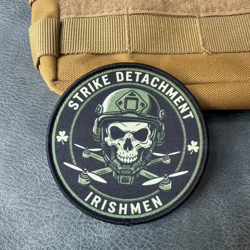 Parche táctico velcro calavera dron FPV soldado trébol para chaquetas