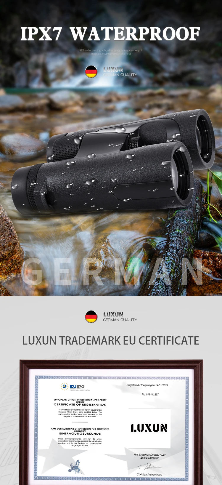 Binoculares Luxun 10x42 ED en uso