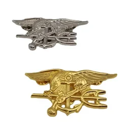 Insignia táctica SEALs Navy tridente dorado y plateado