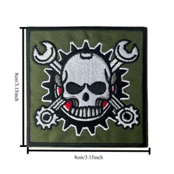 Parche táctico bordado calavera mecánica con gancho y bucle