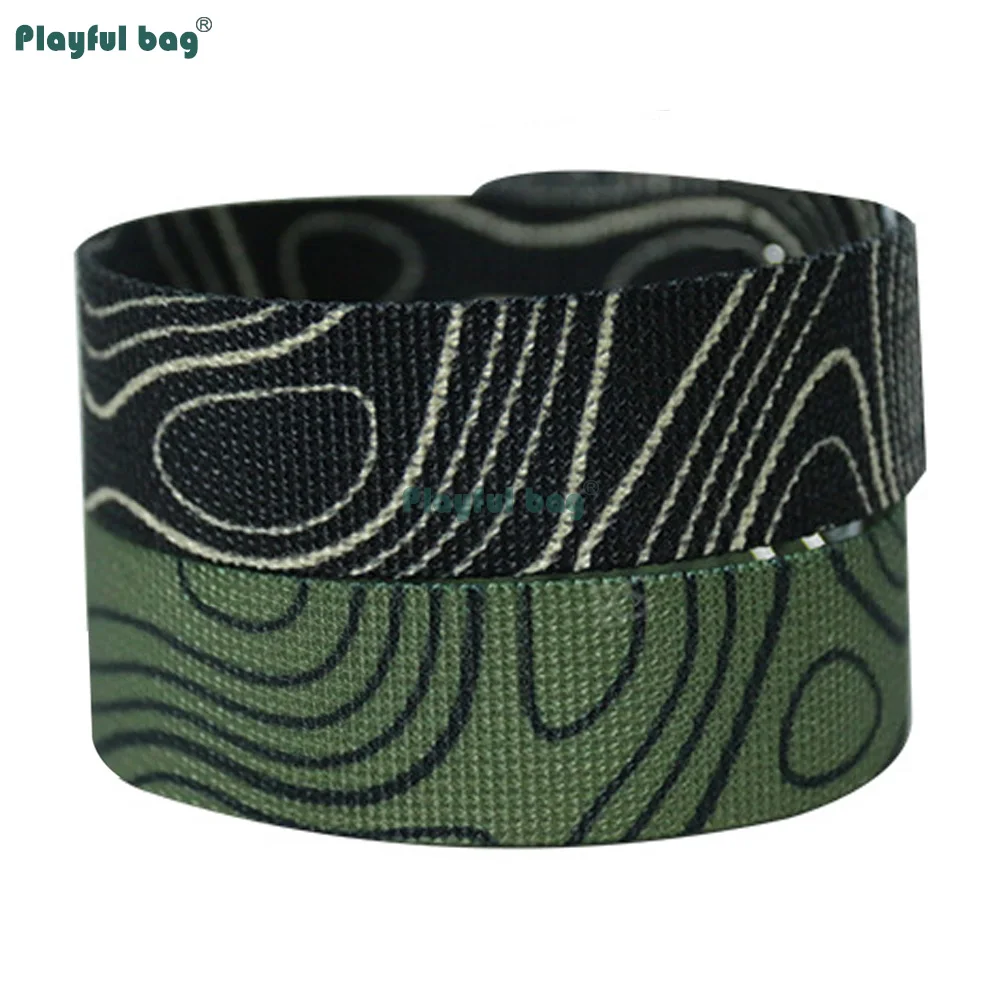 Correa táctica MOLLE doble cara topo camuflaje negro y verde - imagen 3