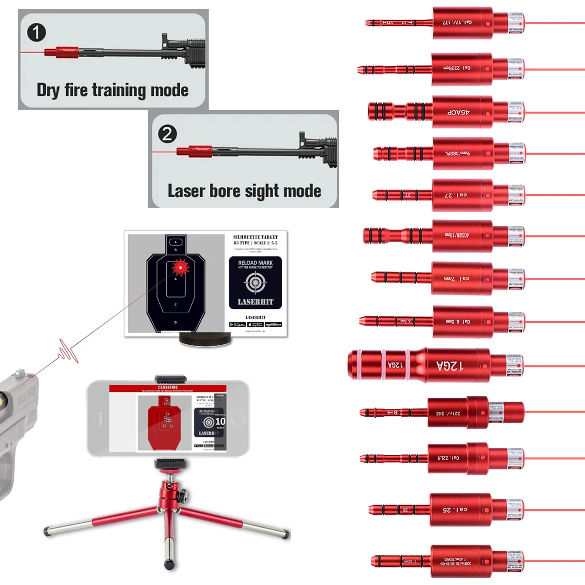 Entrenador de tiro en seco recargable por USB, multicalibre - imagen 4