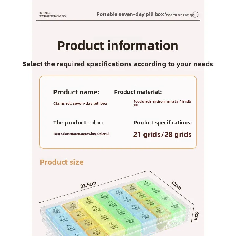 Disipador/caja con compartimentos para semana