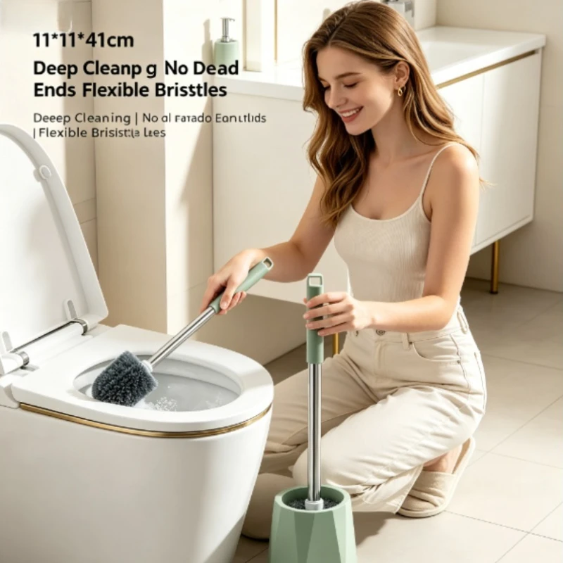 Cepillo inodoro sin ángulos muertos con base – Limpieza profunda baño - imagen 3