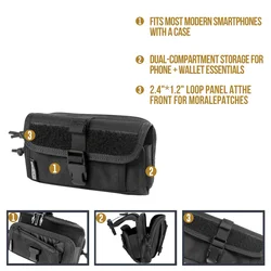 OneTigris Funda táctica MOLLE doble capa para móvil con hebilla rápida
