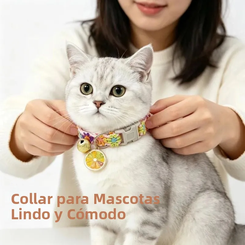 Collar gatos encaje floral con campana para cuello ajustable - imagen 5