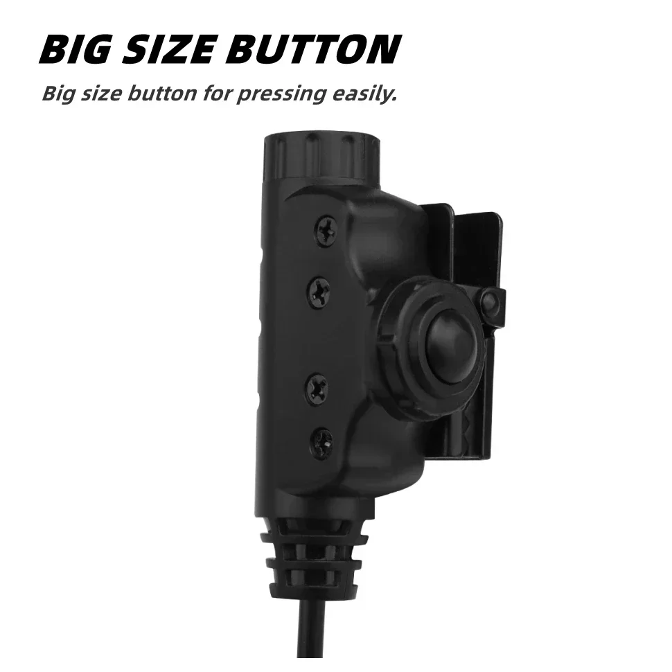 Cable PTT para auriculares airsoft con adaptador Kenwood y Baofeng - imagen 2