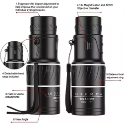 Telescopio monocular HD verde portátil para exteriores con poca luz