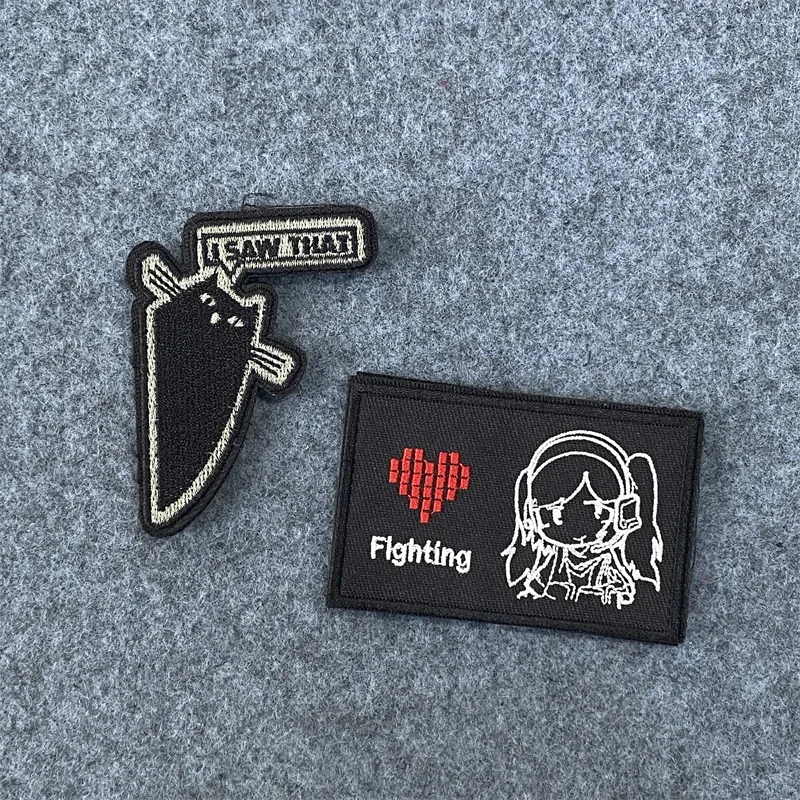 Parche táctico velcro con diseño gatito para mochila y ropa