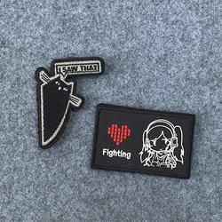 Parche táctico velcro con diseño gatito para mochila y ropa