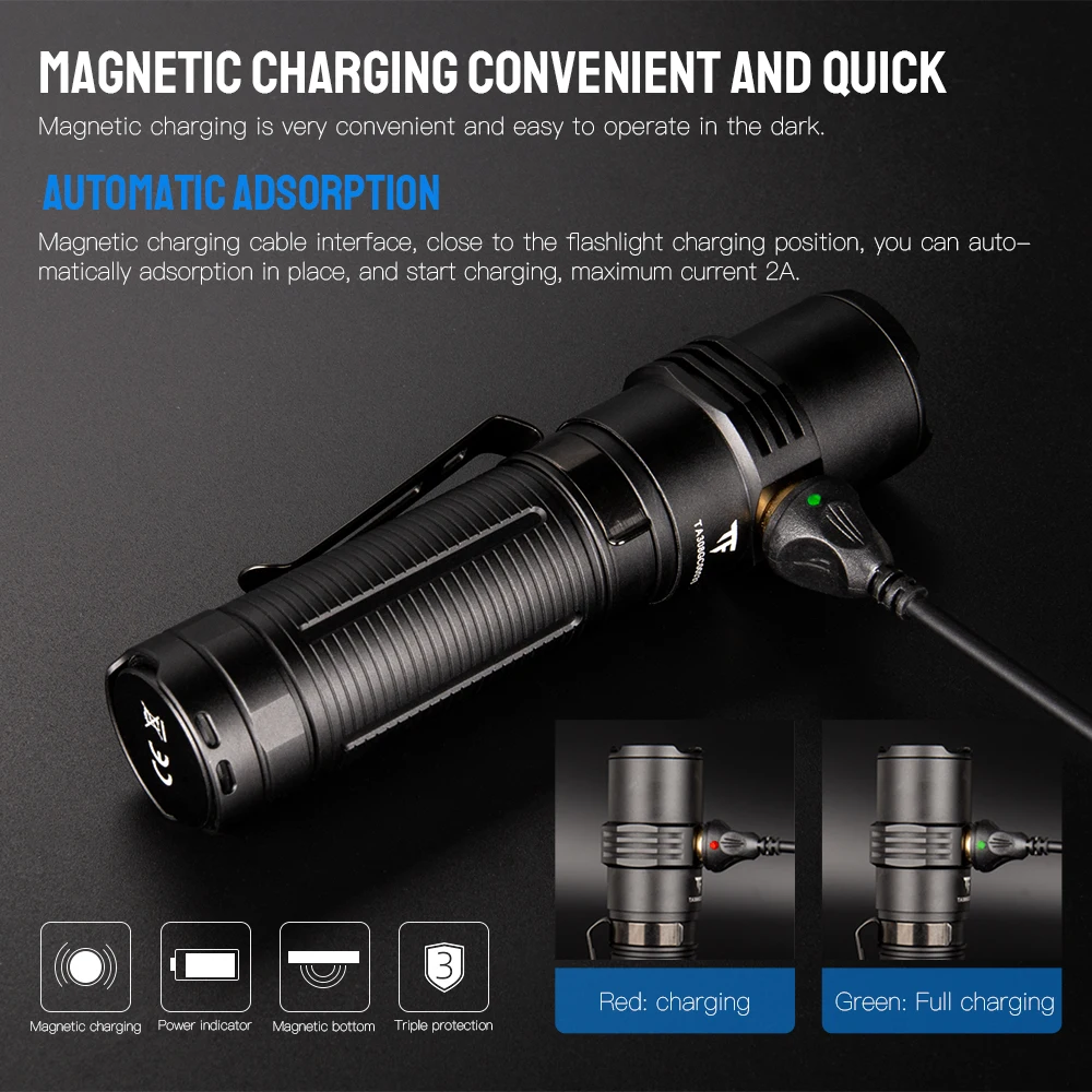 Trustfire MC5 linterna LED táctica 3300 lúmenes recargable magnética 21700 - imagen 5