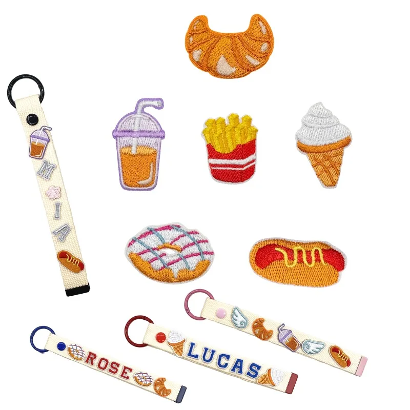 Pegatinas bordadas decorativas con motivos de comida y pan