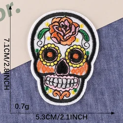 Parche bordado calavera mexicana – Diseño termoadhesivo punk para ropa