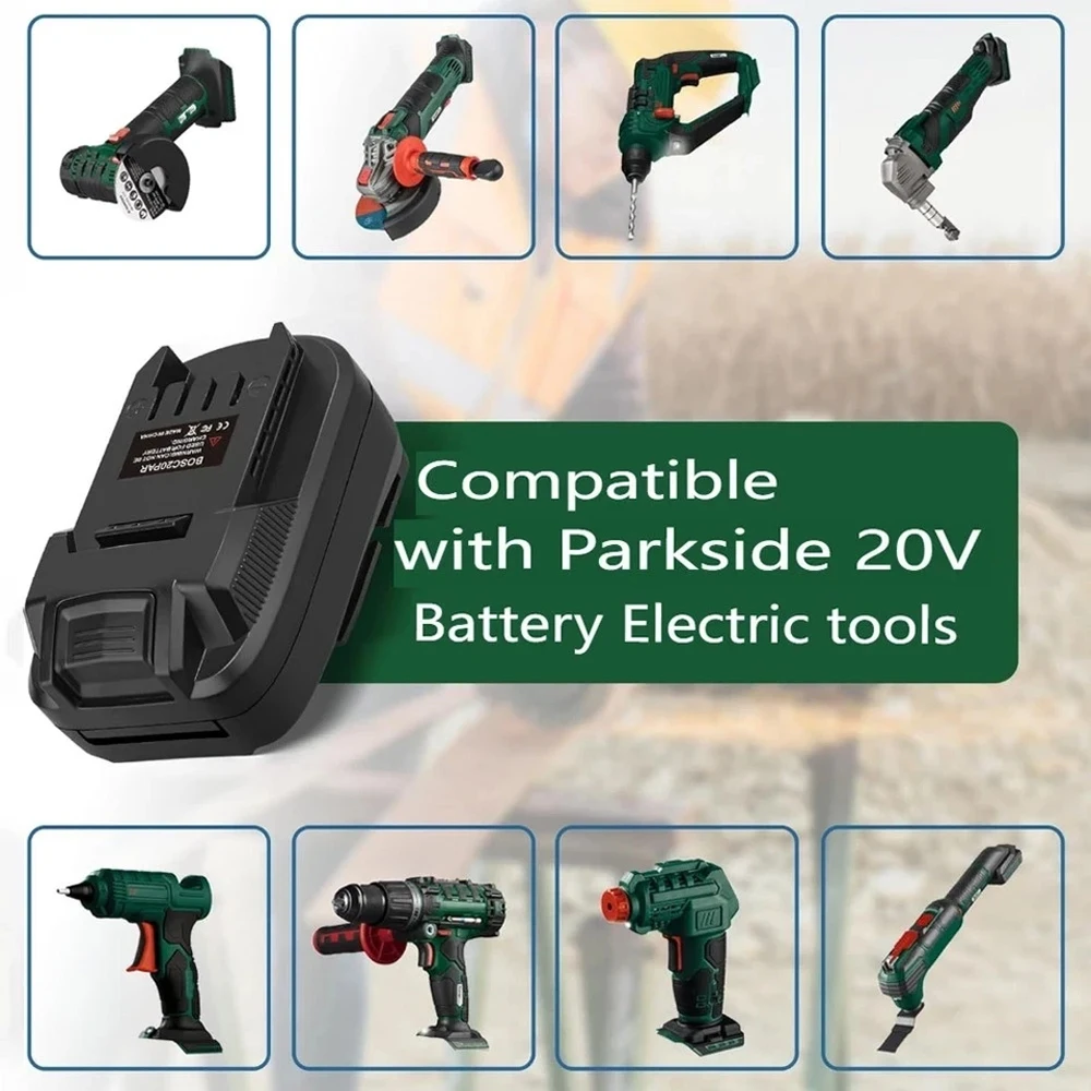 Encaje de la batería Parkside 20V en el adaptador