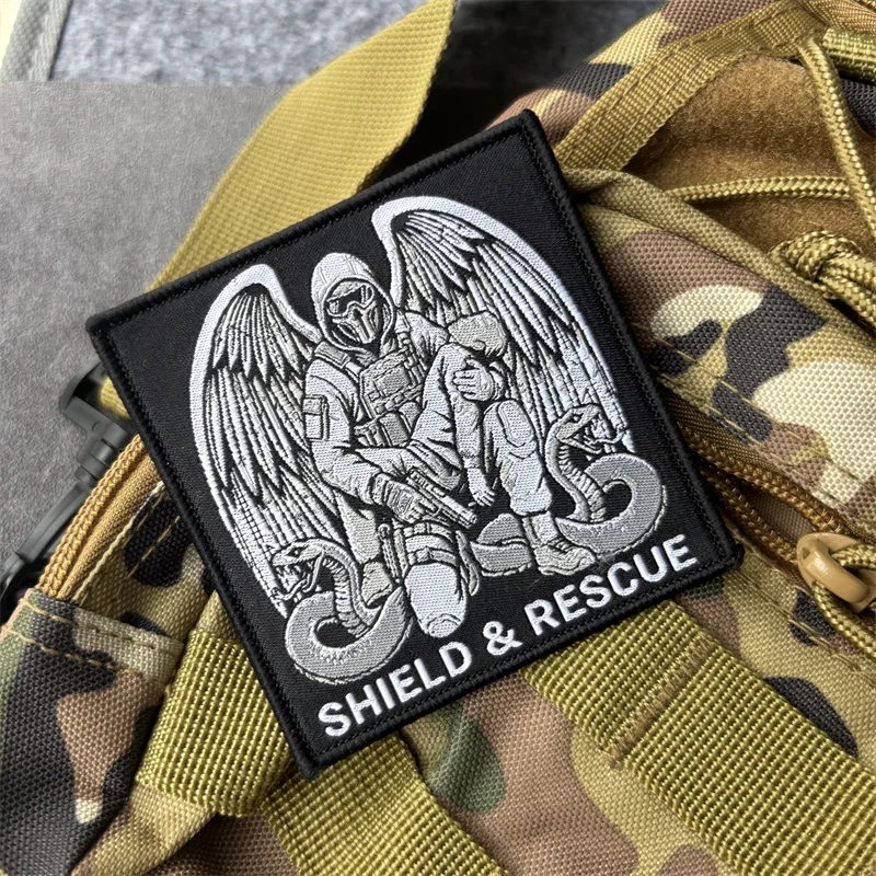 SHIELD RESCUE parche bordado táctico de rescate con gancho y bucle - imagen 3