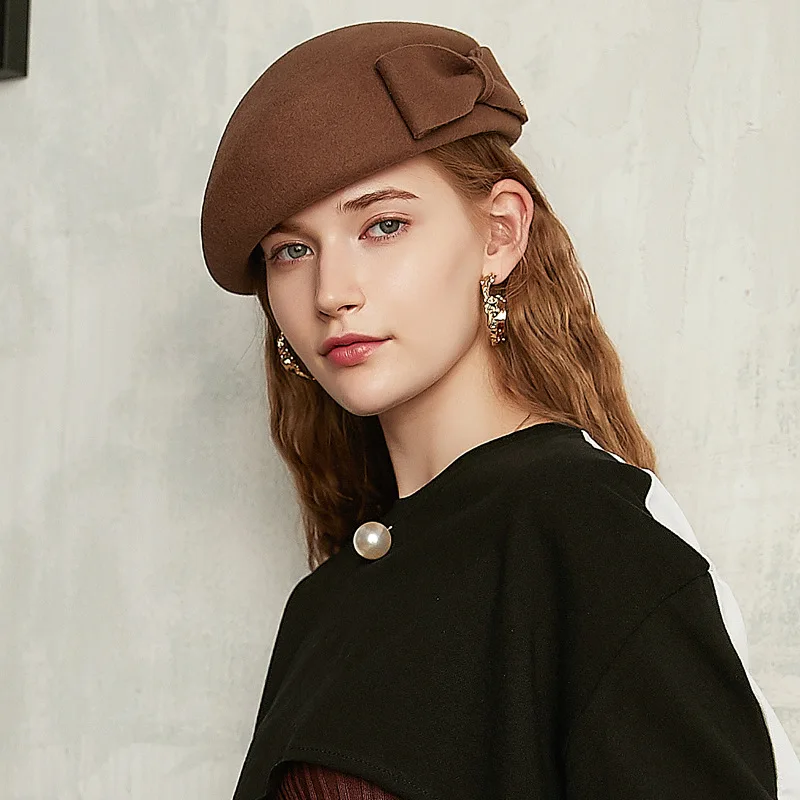 Boina de lana femenina estilo militar para otoño e invierno - imagen 4
