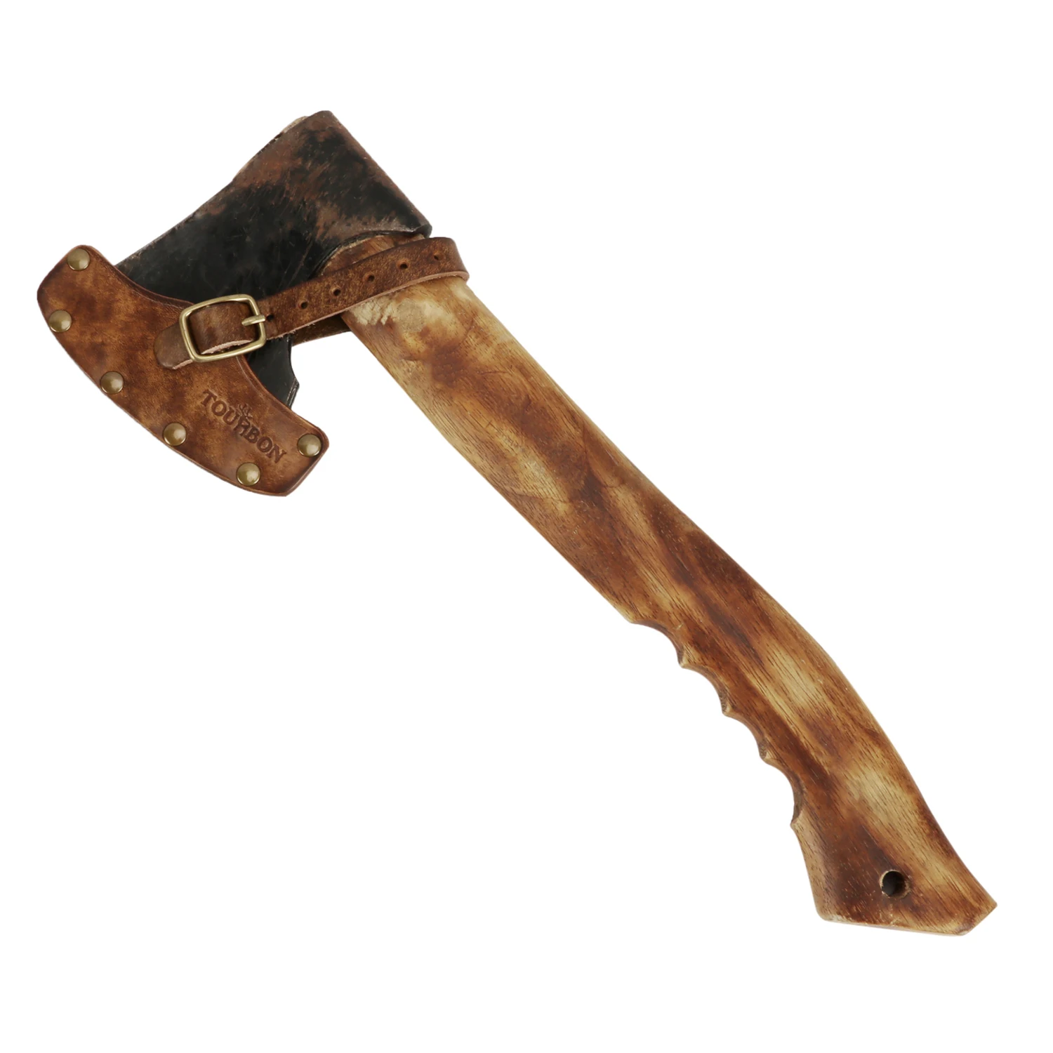 Tourbon Funda cuero genuino hacha caza hoja 10 cm - imagen 3