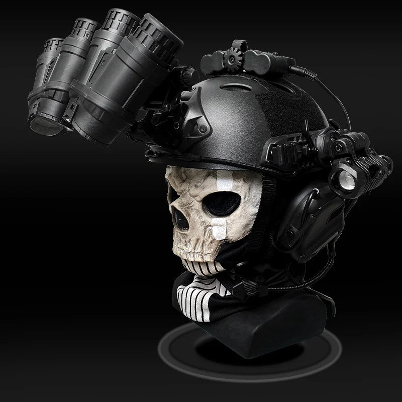 Casco táctico airsoft COD con máscara calavera fantasma NVG linterna - imagen 3