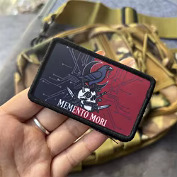 Parche táctico velcro Memento Mori impreso para mochila y ropa