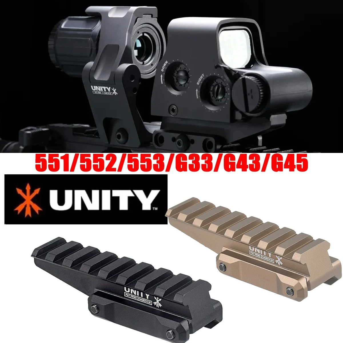 UNITY Fast FTC Montaje Óptico Elevador Eotech 558 G33/43/45 3X/5X