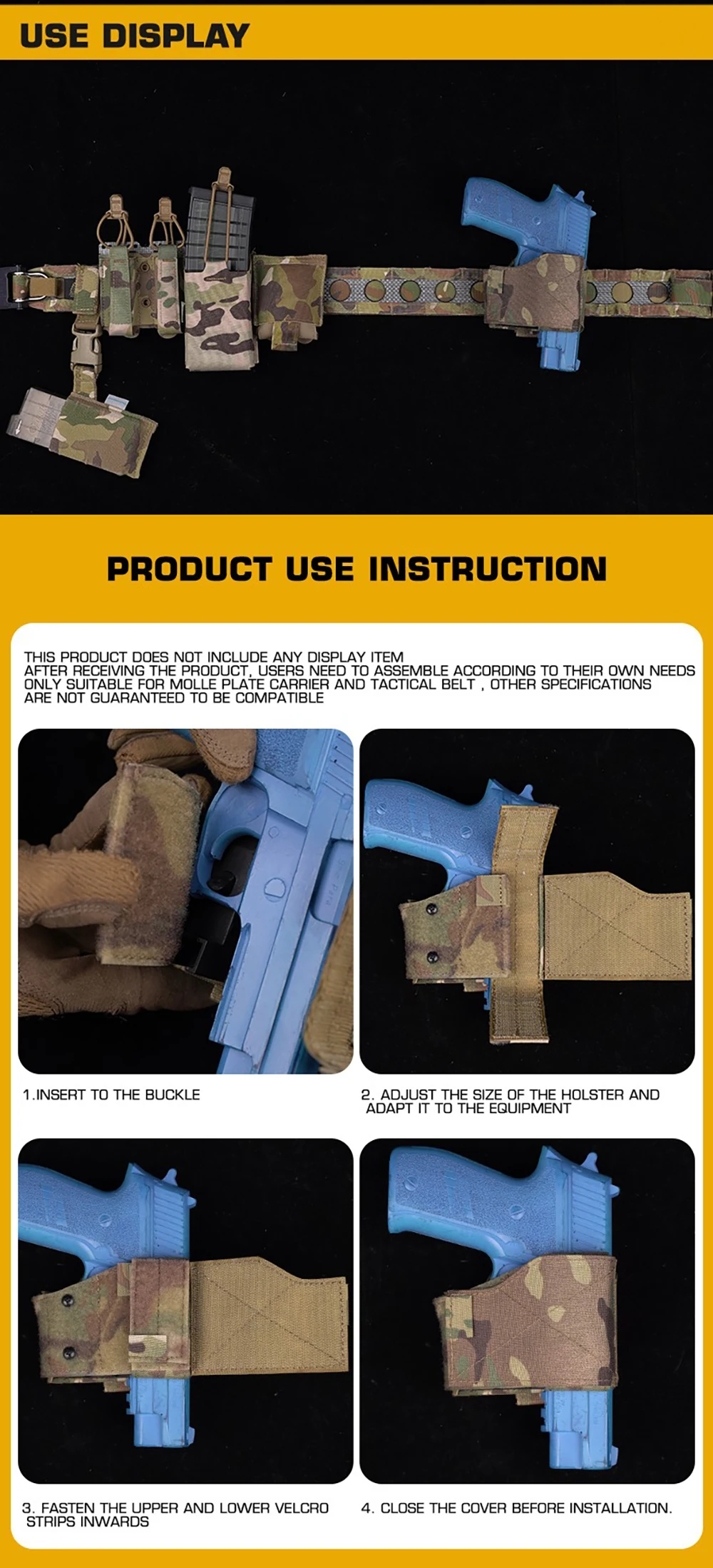 La funda colocada sobre un chaleco táctico