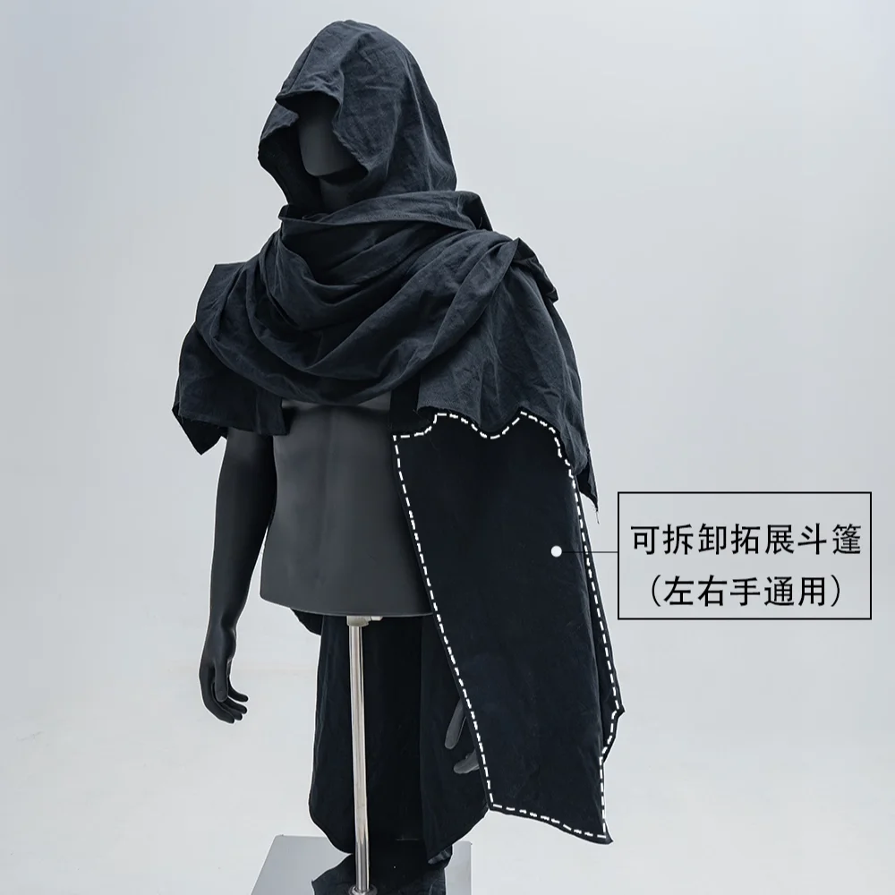 Capa táctica Airsoft de lino y algodón negra envolvente - imagen 4