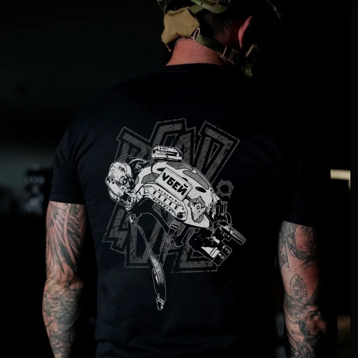 Camiseta Táctica Algodón Estampado Militar Retro – Hombre