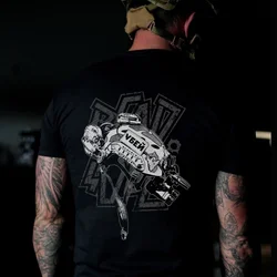 Camiseta Táctica Algodón Estampado Militar Retro – Hombre