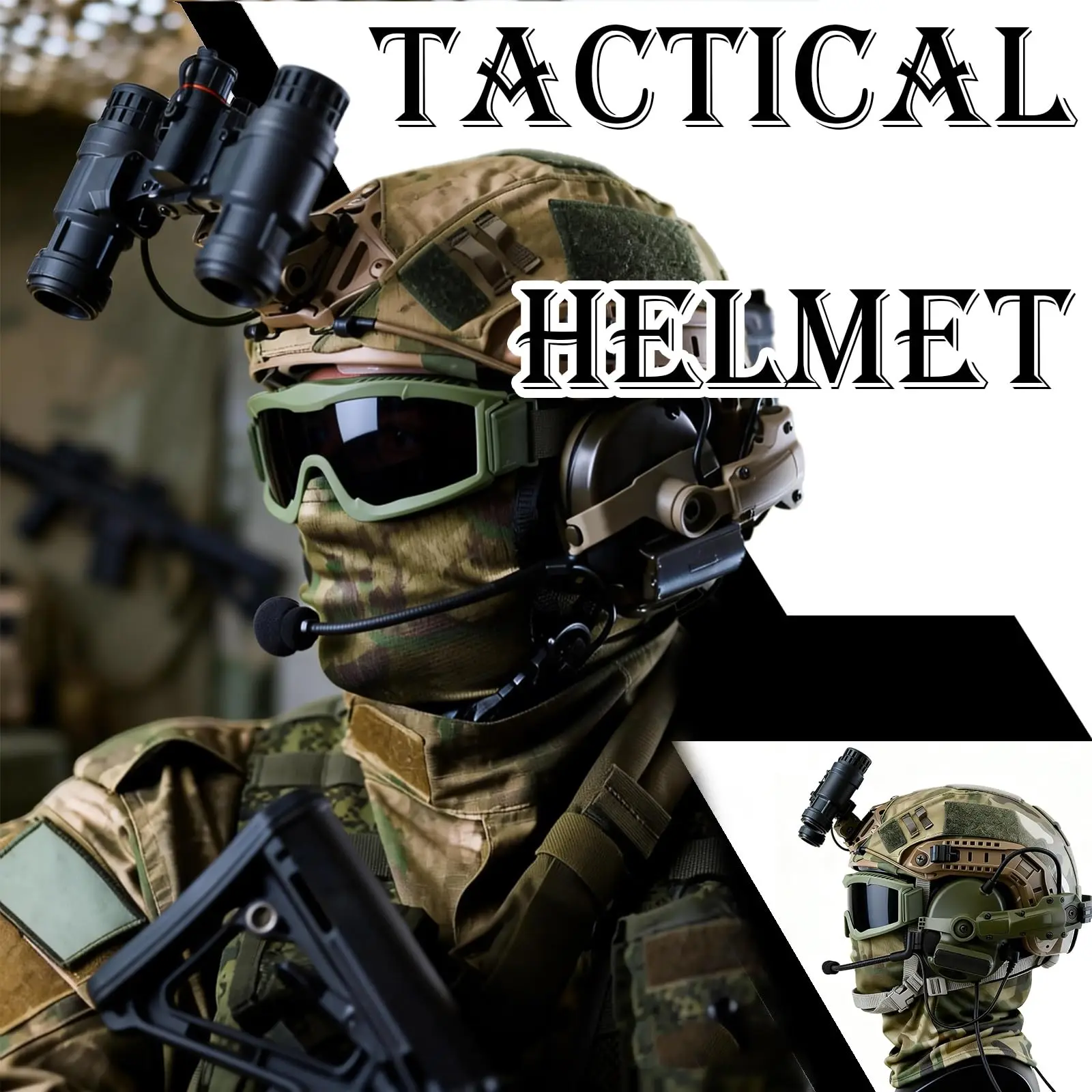 Casco táctico Airsoft camuflaje ruina rápida NVG con auriculares - imagen 2