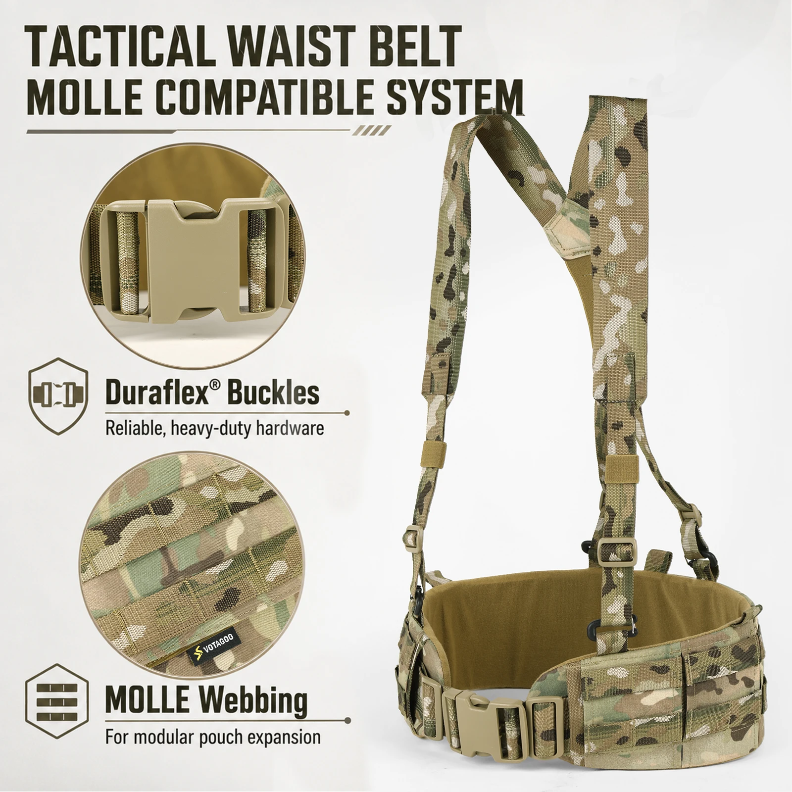 VOTAGOO Cinturón táctico protector para caza y airsoft - imagen 5