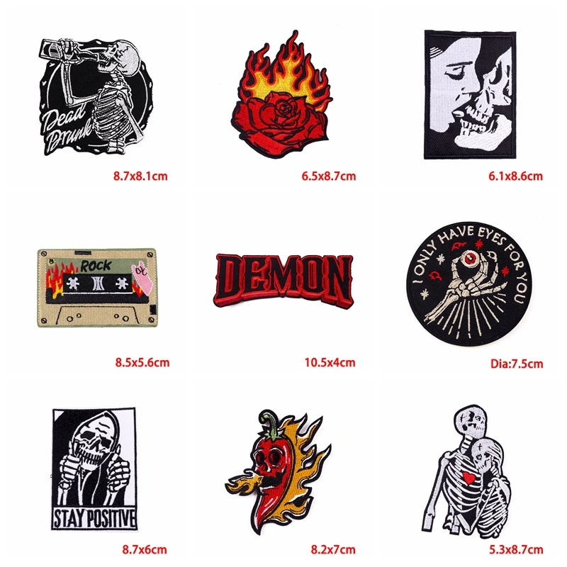 Parche bordado calavera skulls – Termoadhesivo para chaqueta o chaleco táctico - imagen 2