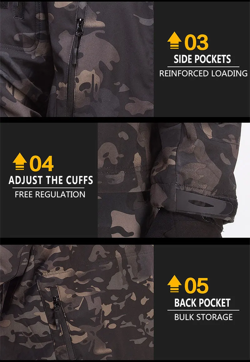 Uniforme táctico invierno hombre – softshell camuflaje impermeable - imagen 4