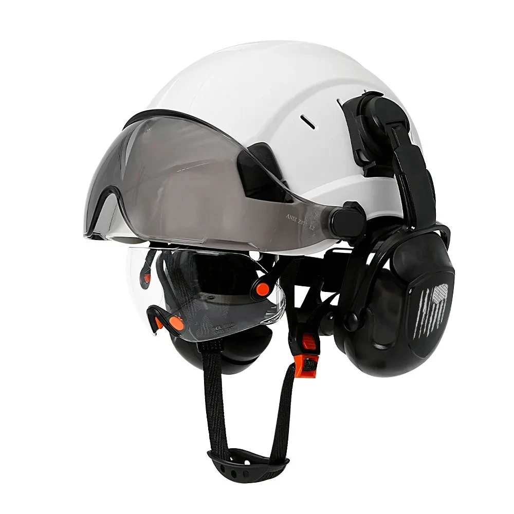 Casco de seguridad CE con visera, gafas integradas y orejeras - imagen 2